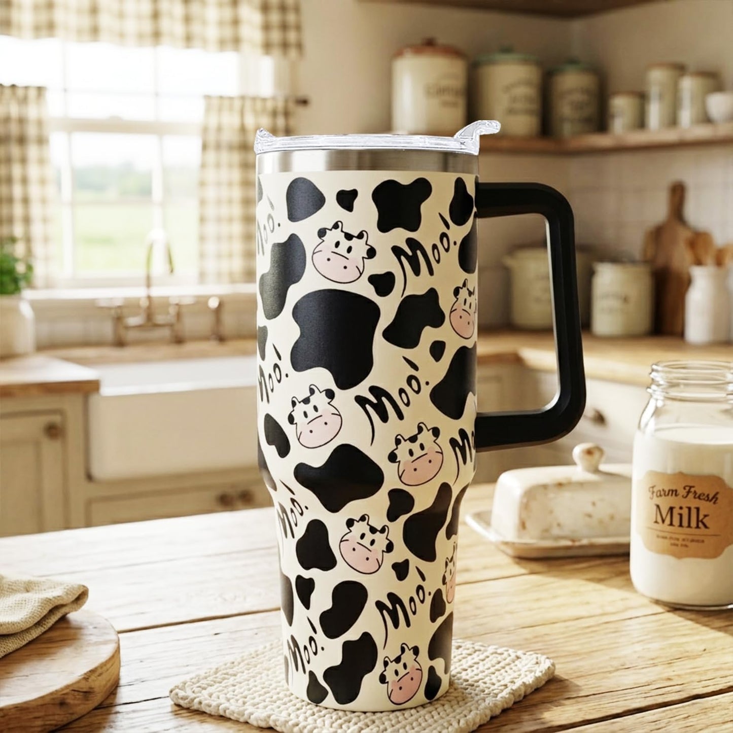 Ceovfoi 40 Oz Leopard & Zebra Print Tumbler With Handle, Lid & Straw - Insulated Travel Coffee Mug Water Bottle, Animal Print Gifts for Women Men