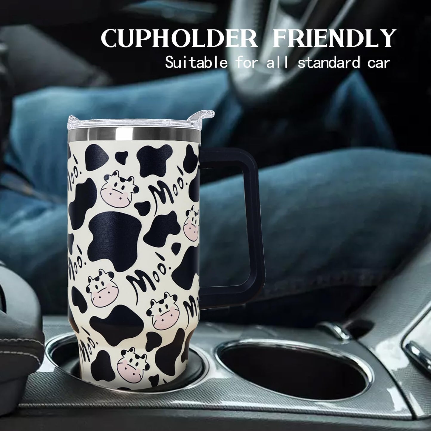 Ceovfoi 40 Oz Leopard & Zebra Print Tumbler With Handle, Lid & Straw - Insulated Travel Coffee Mug Water Bottle, Animal Print Gifts for Women Men