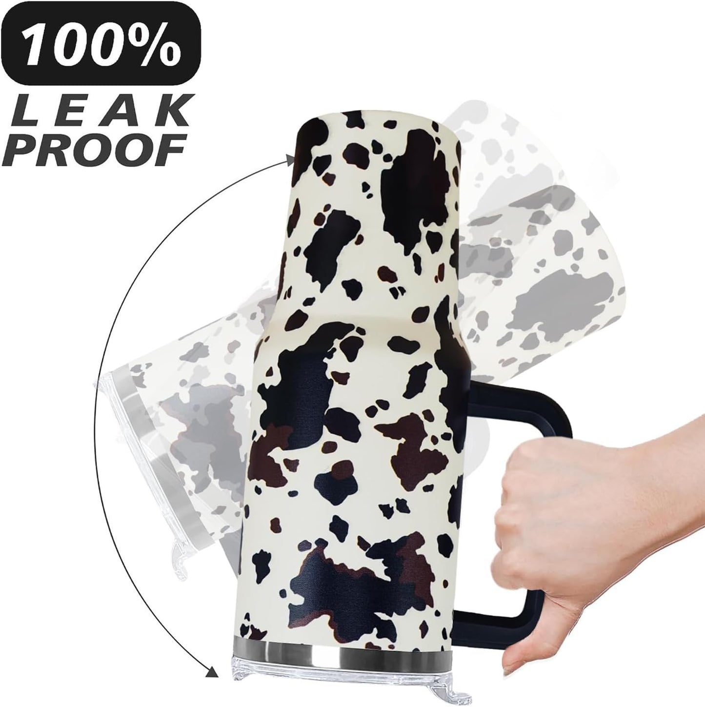 Ceovfoi 40 Oz Leopard & Zebra Print Tumbler With Handle, Lid & Straw - Insulated Travel Coffee Mug Water Bottle, Animal Print Gifts for Women Men