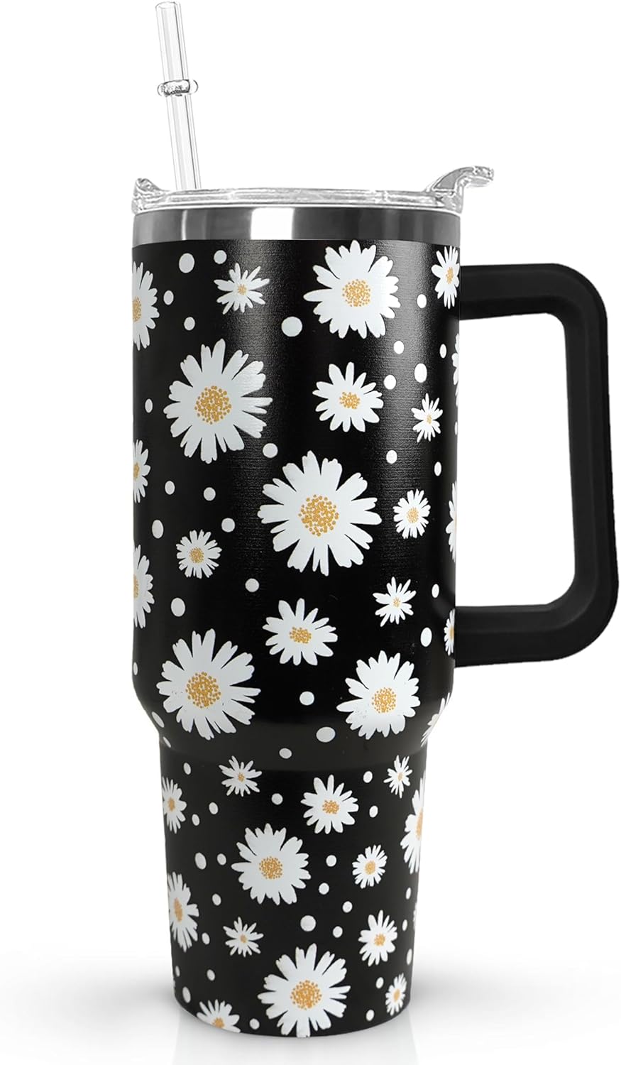 Ceovfoi 40 Oz Leopard & Zebra Print Tumbler With Handle, Lid & Straw - Insulated Travel Coffee Mug Water Bottle, Animal Print Gifts for Women Men