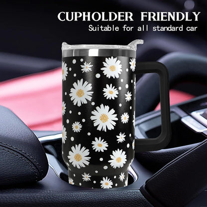 Ceovfoi 40 Oz Leopard & Zebra Print Tumbler With Handle, Lid & Straw - Insulated Travel Coffee Mug Water Bottle, Animal Print Gifts for Women Men