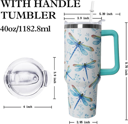Ceovfoi 40 Oz Leopard & Zebra Print Tumbler With Handle, Lid & Straw - Insulated Travel Coffee Mug Water Bottle, Animal Print Gifts for Women Men