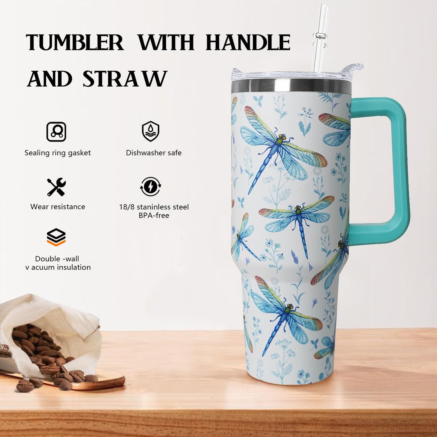 Ceovfoi 40 Oz Leopard & Zebra Print Tumbler With Handle, Lid & Straw - Insulated Travel Coffee Mug Water Bottle, Animal Print Gifts for Women Men