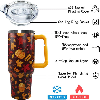 Ceovfoi 40 Oz Leopard & Zebra Print Tumbler With Handle, Lid & Straw - Insulated Travel Coffee Mug Water Bottle, Animal Print Gifts for Women Men