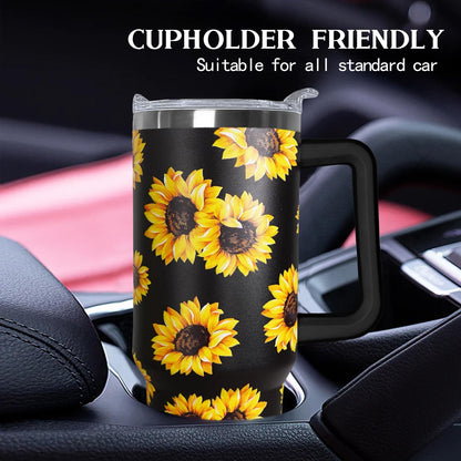Ceovfoi 40 Oz Leopard & Zebra Print Tumbler With Handle, Lid & Straw - Insulated Travel Coffee Mug Water Bottle, Animal Print Gifts for Women Men