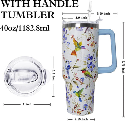 Ceovfoi 40 Oz Leopard & Zebra Print Tumbler With Handle, Lid & Straw - Insulated Travel Coffee Mug Water Bottle, Animal Print Gifts for Women Men