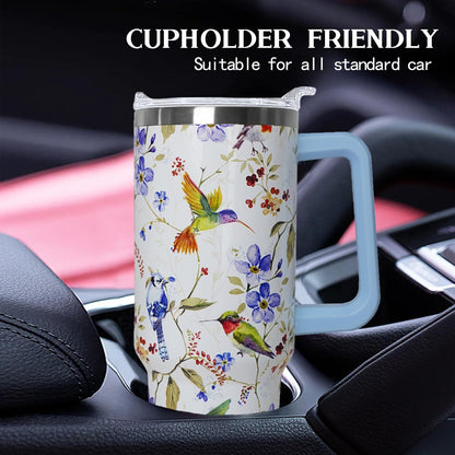 Ceovfoi 40 Oz Leopard & Zebra Print Tumbler With Handle, Lid & Straw - Insulated Travel Coffee Mug Water Bottle, Animal Print Gifts for Women Men