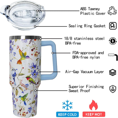 Ceovfoi 40 Oz Leopard & Zebra Print Tumbler With Handle, Lid & Straw - Insulated Travel Coffee Mug Water Bottle, Animal Print Gifts for Women Men