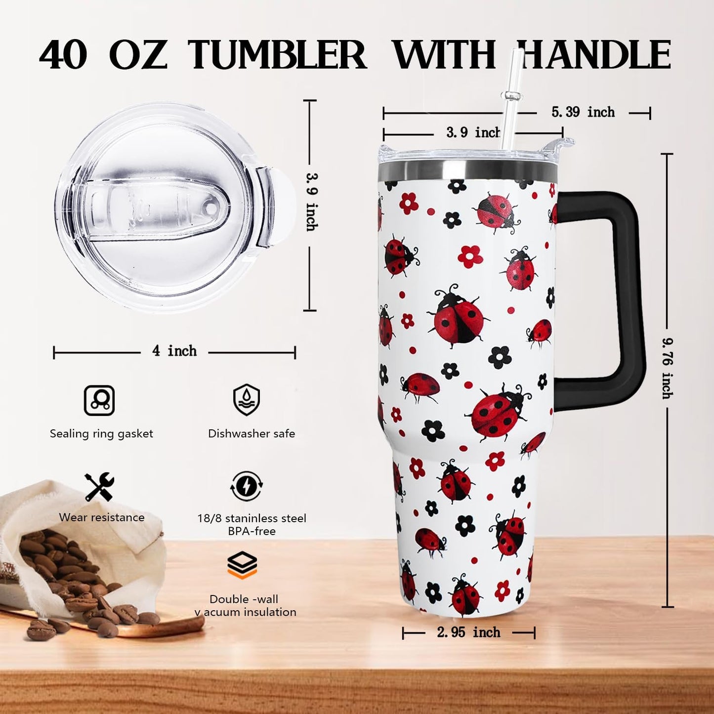 Ceovfoi 40 Oz Leopard & Zebra Print Tumbler With Handle, Lid & Straw - Insulated Travel Coffee Mug Water Bottle, Animal Print Gifts for Women Men