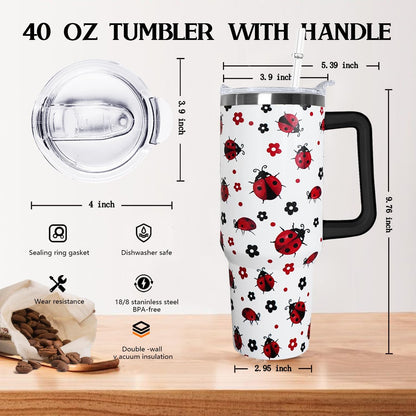 Ceovfoi 40 Oz Leopard & Zebra Print Tumbler With Handle, Lid & Straw - Insulated Travel Coffee Mug Water Bottle, Animal Print Gifts for Women Men