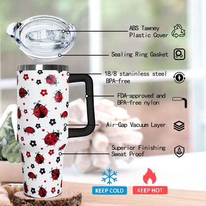 Ceovfoi 40 Oz Leopard & Zebra Print Tumbler With Handle, Lid & Straw - Insulated Travel Coffee Mug Water Bottle, Animal Print Gifts for Women Men