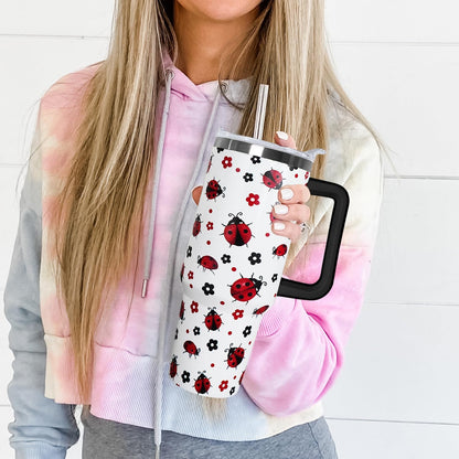Ceovfoi 40 Oz Leopard & Zebra Print Tumbler With Handle, Lid & Straw - Insulated Travel Coffee Mug Water Bottle, Animal Print Gifts for Women Men