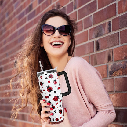 Ceovfoi 40 Oz Leopard & Zebra Print Tumbler With Handle, Lid & Straw - Insulated Travel Coffee Mug Water Bottle, Animal Print Gifts for Women Men
