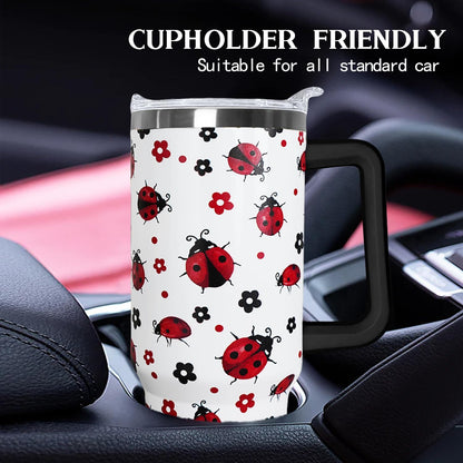 Ceovfoi 40 Oz Leopard & Zebra Print Tumbler With Handle, Lid & Straw - Insulated Travel Coffee Mug Water Bottle, Animal Print Gifts for Women Men