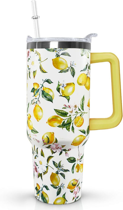 Ceovfoi 40 Oz Leopard & Zebra Print Tumbler With Handle, Lid & Straw - Insulated Travel Coffee Mug Water Bottle, Animal Print Gifts for Women Men