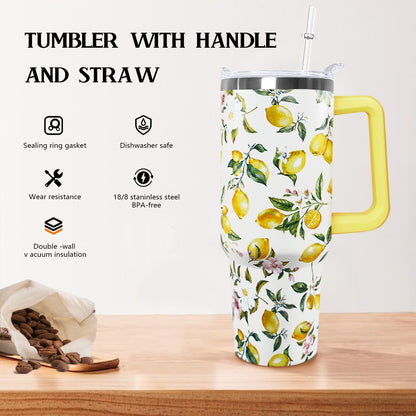 Ceovfoi 40 Oz Leopard & Zebra Print Tumbler With Handle, Lid & Straw - Insulated Travel Coffee Mug Water Bottle, Animal Print Gifts for Women Men