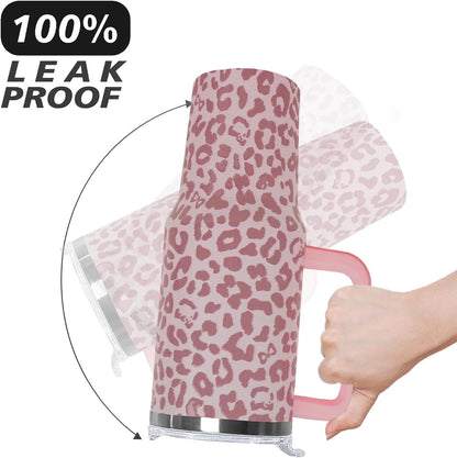 Ceovfoi 40 Oz Leopard & Zebra Print Tumbler With Handle, Lid & Straw - Insulated Travel Coffee Mug Water Bottle, Animal Print Gifts for Women Men