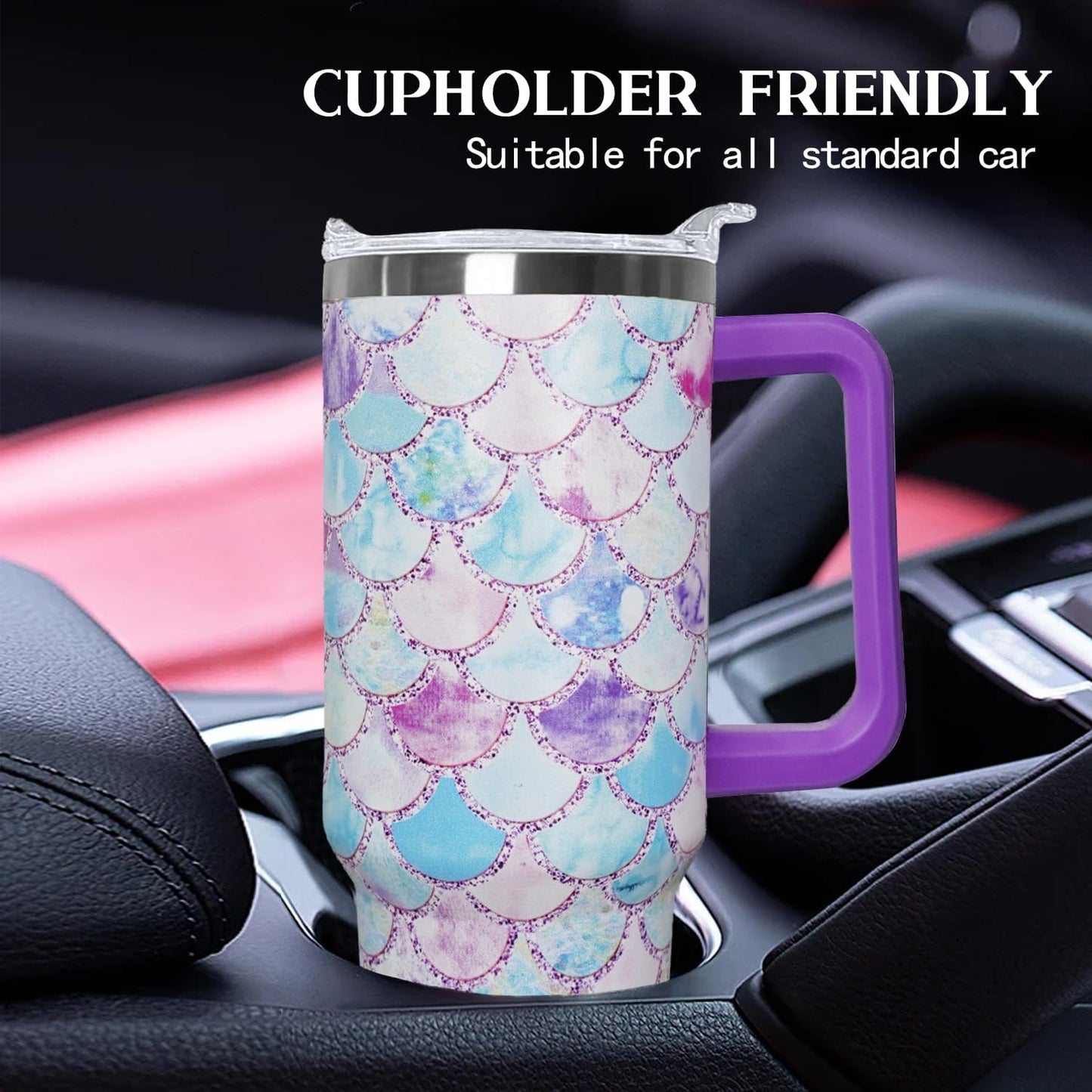 Ceovfoi 40 Oz Leopard & Zebra Print Tumbler With Handle, Lid & Straw - Insulated Travel Coffee Mug Water Bottle, Animal Print Gifts for Women Men