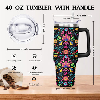 Ceovfoi 40 Oz Leopard & Zebra Print Tumbler With Handle, Lid & Straw - Insulated Travel Coffee Mug Water Bottle, Animal Print Gifts for Women Men