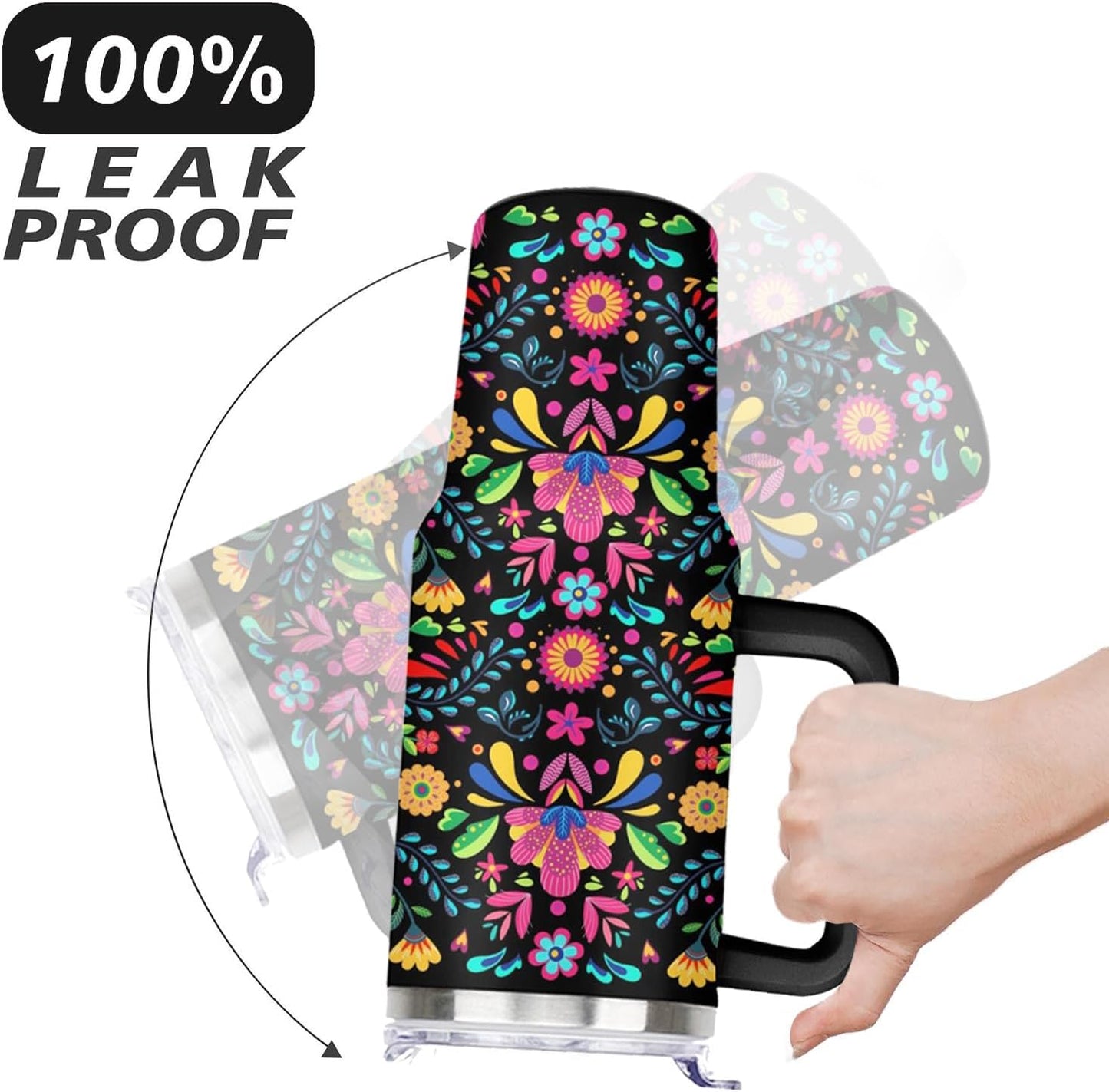 Ceovfoi 40 Oz Leopard & Zebra Print Tumbler With Handle, Lid & Straw - Insulated Travel Coffee Mug Water Bottle, Animal Print Gifts for Women Men
