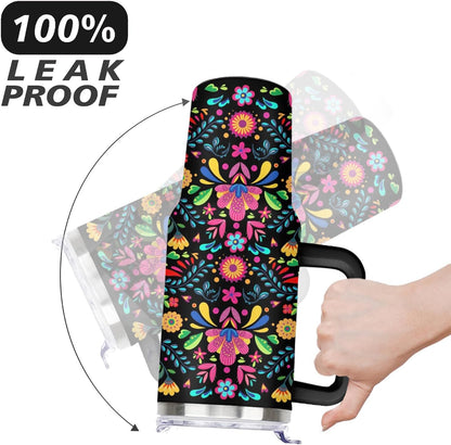 Ceovfoi 40 Oz Leopard & Zebra Print Tumbler With Handle, Lid & Straw - Insulated Travel Coffee Mug Water Bottle, Animal Print Gifts for Women Men