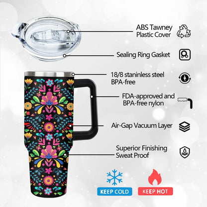 Ceovfoi 40 Oz Leopard & Zebra Print Tumbler With Handle, Lid & Straw - Insulated Travel Coffee Mug Water Bottle, Animal Print Gifts for Women Men
