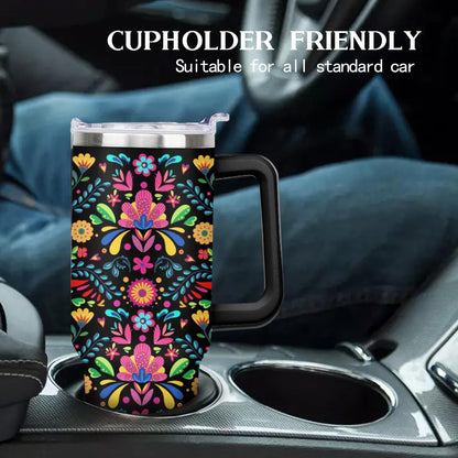 Ceovfoi 40 Oz Leopard & Zebra Print Tumbler With Handle, Lid & Straw - Insulated Travel Coffee Mug Water Bottle, Animal Print Gifts for Women Men