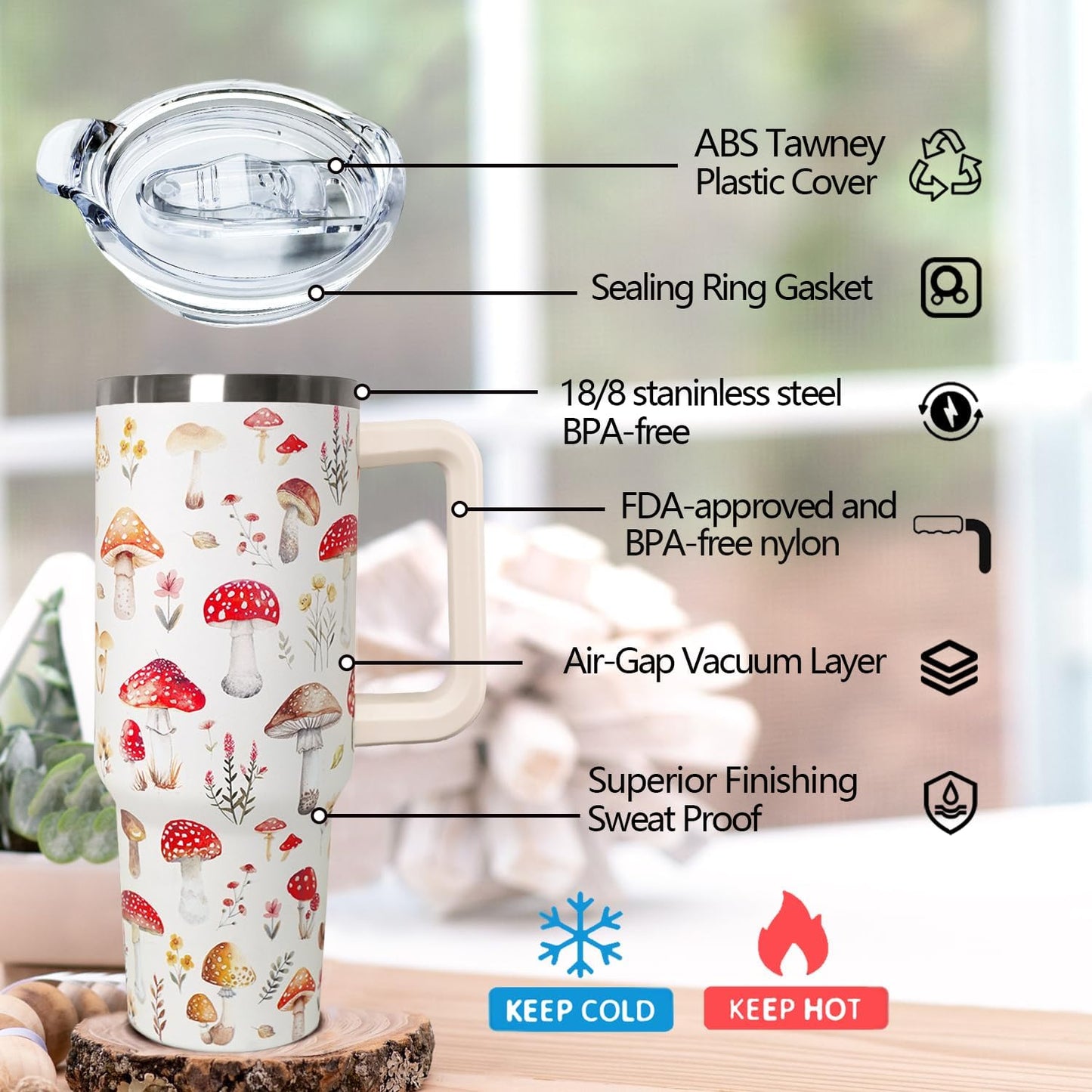 Ceovfoi 40 Oz Leopard & Zebra Print Tumbler With Handle, Lid & Straw - Insulated Travel Coffee Mug Water Bottle, Animal Print Gifts for Women Men
