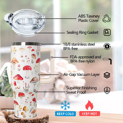 Ceovfoi 40 Oz Leopard & Zebra Print Tumbler With Handle, Lid & Straw - Insulated Travel Coffee Mug Water Bottle, Animal Print Gifts for Women Men
