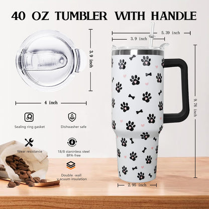 Ceovfoi 40 Oz Leopard & Zebra Print Tumbler With Handle, Lid & Straw - Insulated Travel Coffee Mug Water Bottle, Animal Print Gifts for Women Men