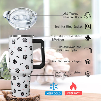 Ceovfoi 40 Oz Leopard & Zebra Print Tumbler With Handle, Lid & Straw - Insulated Travel Coffee Mug Water Bottle, Animal Print Gifts for Women Men