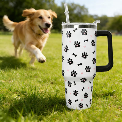 Ceovfoi 40 Oz Leopard & Zebra Print Tumbler With Handle, Lid & Straw - Insulated Travel Coffee Mug Water Bottle, Animal Print Gifts for Women Men