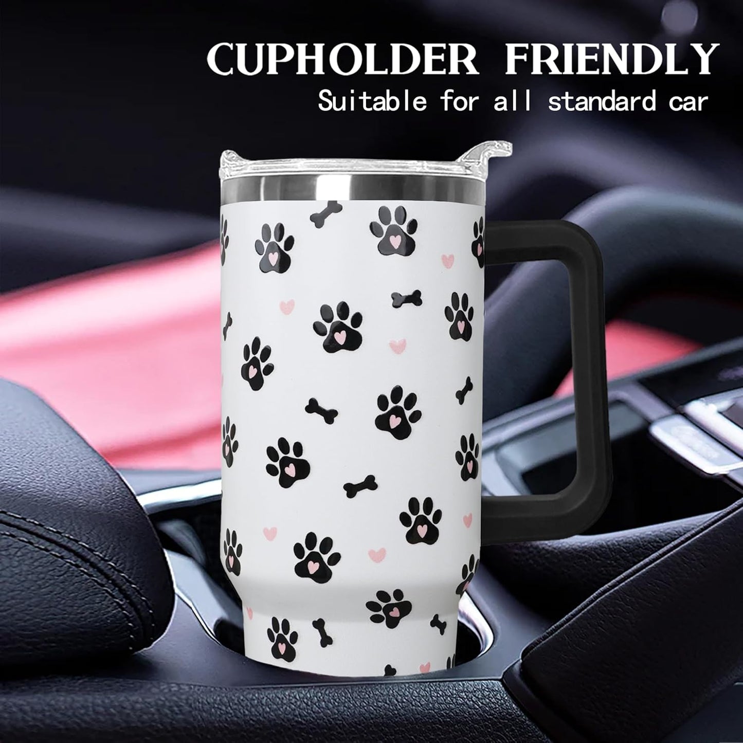 Ceovfoi 40 Oz Leopard & Zebra Print Tumbler With Handle, Lid & Straw - Insulated Travel Coffee Mug Water Bottle, Animal Print Gifts for Women Men