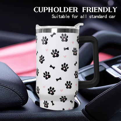 Ceovfoi 40 Oz Leopard & Zebra Print Tumbler With Handle, Lid & Straw - Insulated Travel Coffee Mug Water Bottle, Animal Print Gifts for Women Men