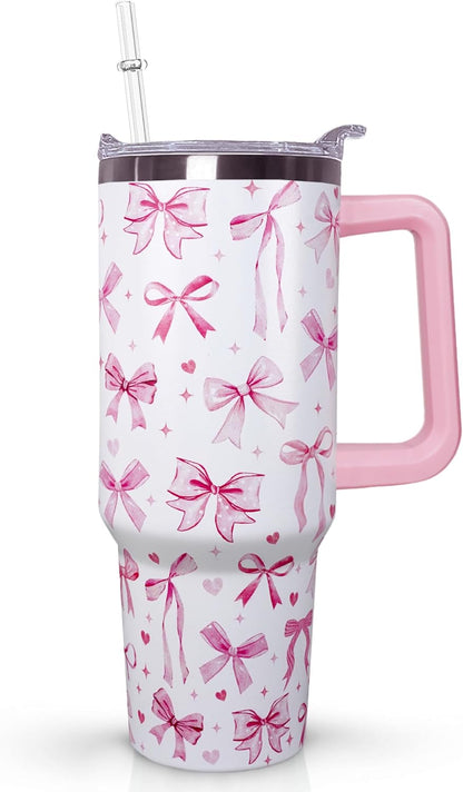 Ceovfoi 40 Oz Leopard & Zebra Print Tumbler With Handle, Lid & Straw - Insulated Travel Coffee Mug Water Bottle, Animal Print Gifts for Women Men
