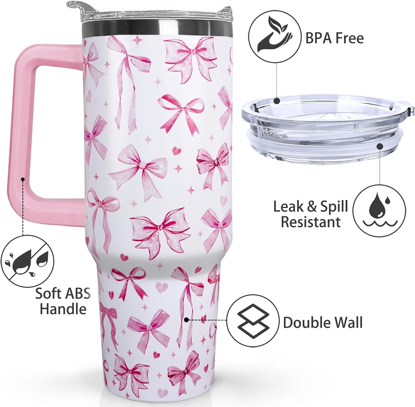 Ceovfoi 40 Oz Leopard & Zebra Print Tumbler With Handle, Lid & Straw - Insulated Travel Coffee Mug Water Bottle, Animal Print Gifts for Women Men