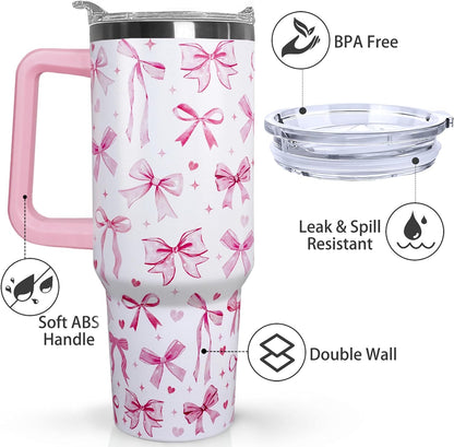 Ceovfoi 40 Oz Leopard & Zebra Print Tumbler With Handle, Lid & Straw - Insulated Travel Coffee Mug Water Bottle, Animal Print Gifts for Women Men