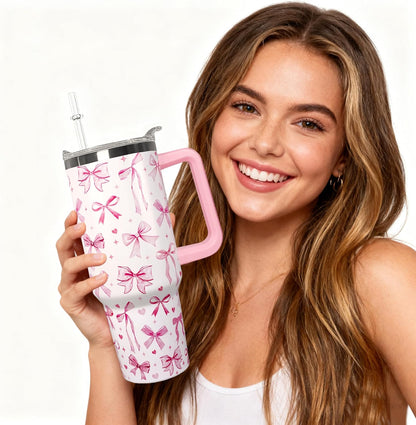 Ceovfoi 40 Oz Leopard & Zebra Print Tumbler With Handle, Lid & Straw - Insulated Travel Coffee Mug Water Bottle, Animal Print Gifts for Women Men