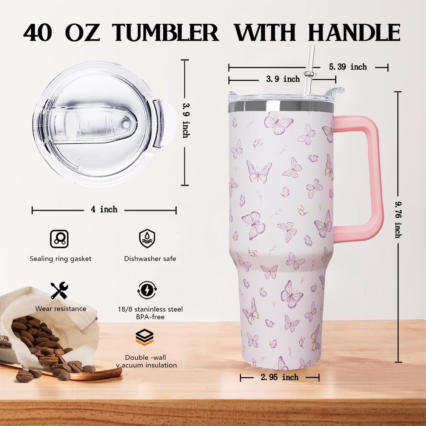 Ceovfoi 40 Oz Leopard & Zebra Print Tumbler With Handle, Lid & Straw - Insulated Travel Coffee Mug Water Bottle, Animal Print Gifts for Women Men