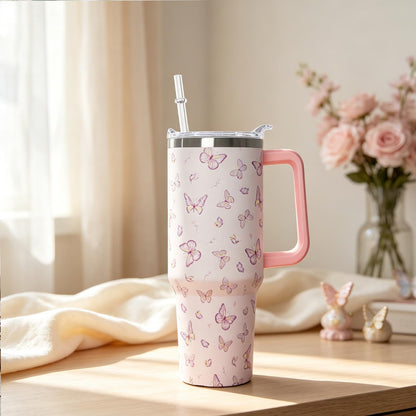 Ceovfoi 40 Oz Leopard & Zebra Print Tumbler With Handle, Lid & Straw - Insulated Travel Coffee Mug Water Bottle, Animal Print Gifts for Women Men