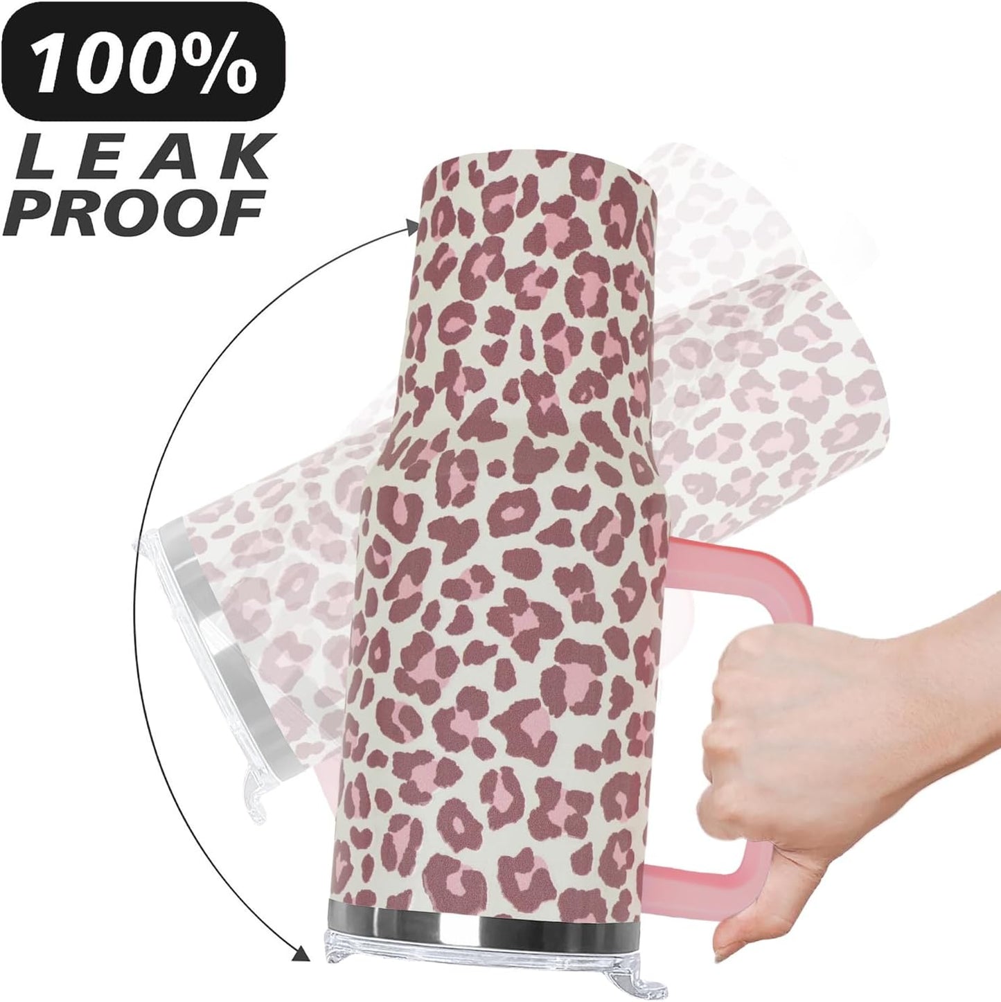 Ceovfoi 40 Oz Leopard & Zebra Print Tumbler With Handle, Lid & Straw - Insulated Travel Coffee Mug Water Bottle, Animal Print Gifts for Women Men