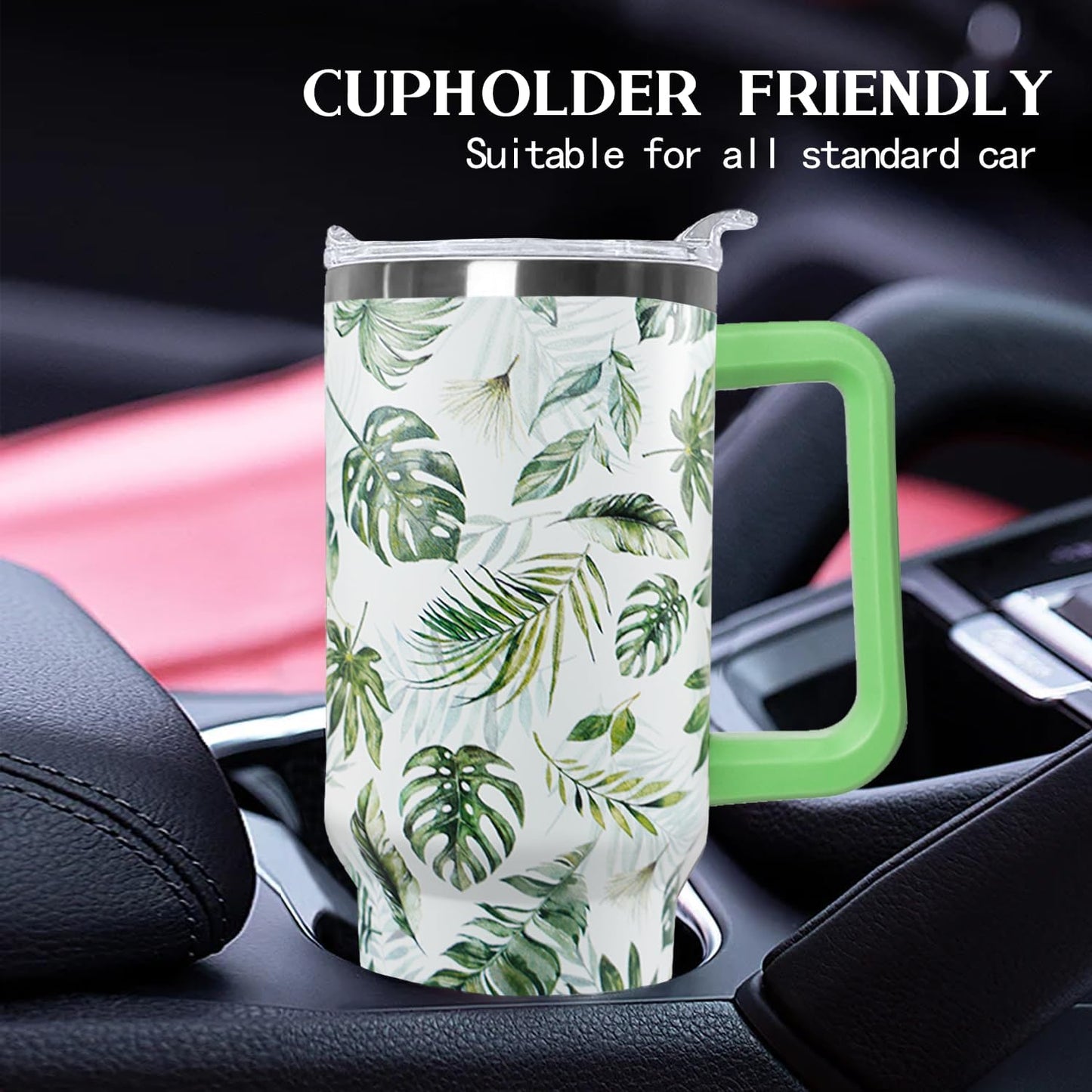 Ceovfoi 40 Oz Leopard & Zebra Print Tumbler With Handle, Lid & Straw - Insulated Travel Coffee Mug Water Bottle, Animal Print Gifts for Women Men