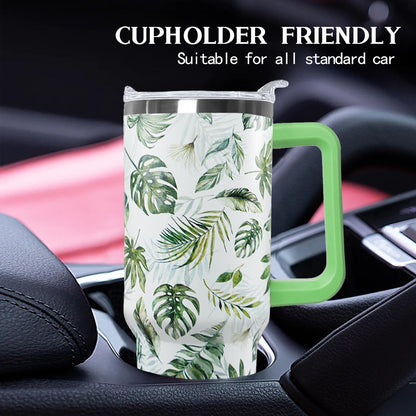 Ceovfoi 40 Oz Leopard & Zebra Print Tumbler With Handle, Lid & Straw - Insulated Travel Coffee Mug Water Bottle, Animal Print Gifts for Women Men