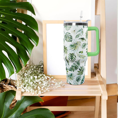 Ceovfoi 40 Oz Leopard & Zebra Print Tumbler With Handle, Lid & Straw - Insulated Travel Coffee Mug Water Bottle, Animal Print Gifts for Women Men