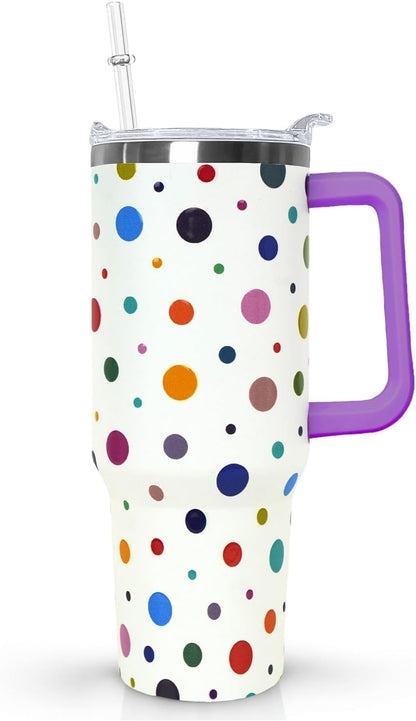 Ceovfoi 40 Oz Leopard & Zebra Print Tumbler With Handle, Lid & Straw - Insulated Travel Coffee Mug Water Bottle, Animal Print Gifts for Women Men