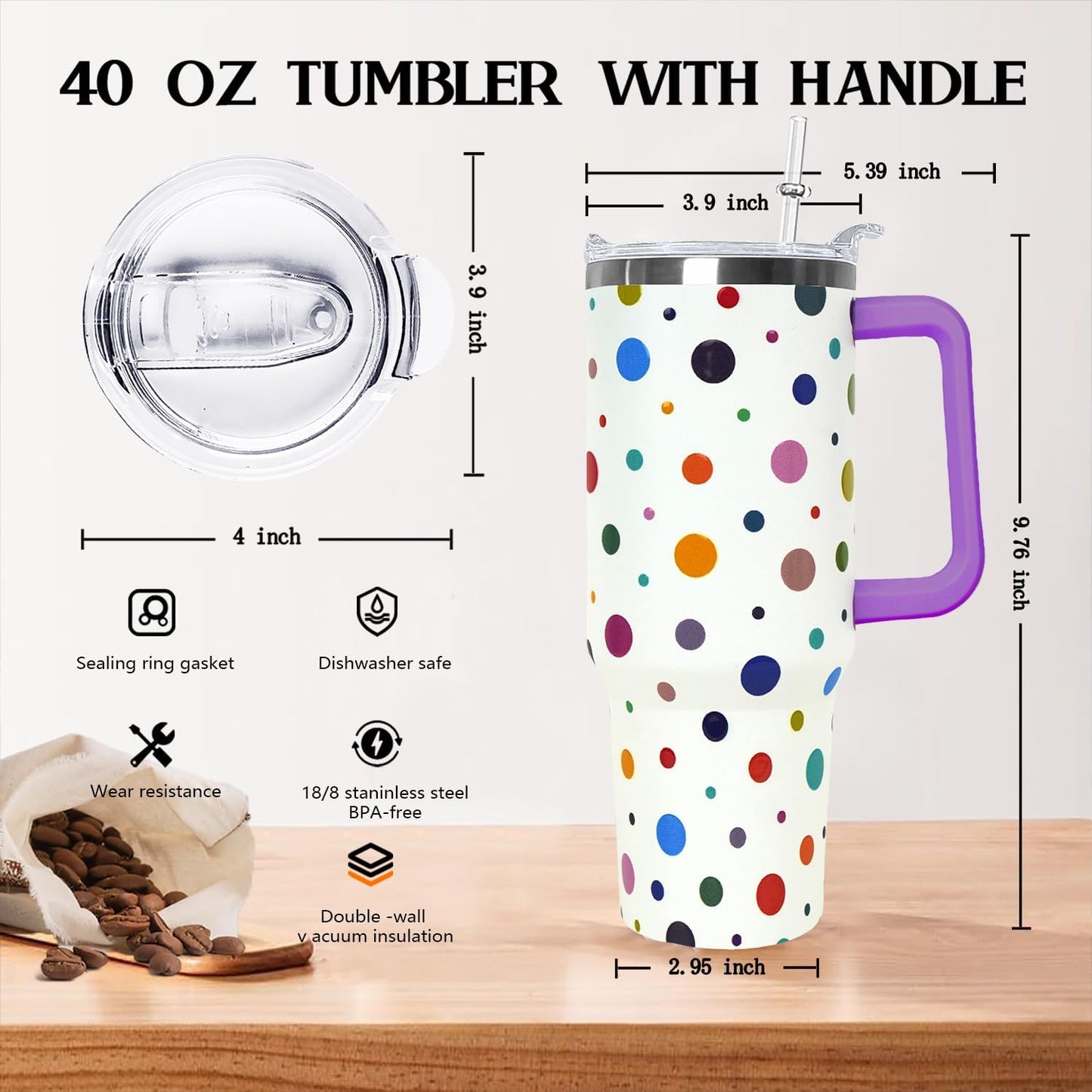 Ceovfoi 40 Oz Leopard & Zebra Print Tumbler With Handle, Lid & Straw - Insulated Travel Coffee Mug Water Bottle, Animal Print Gifts for Women Men
