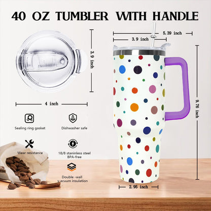 Ceovfoi 40 Oz Leopard & Zebra Print Tumbler With Handle, Lid & Straw - Insulated Travel Coffee Mug Water Bottle, Animal Print Gifts for Women Men
