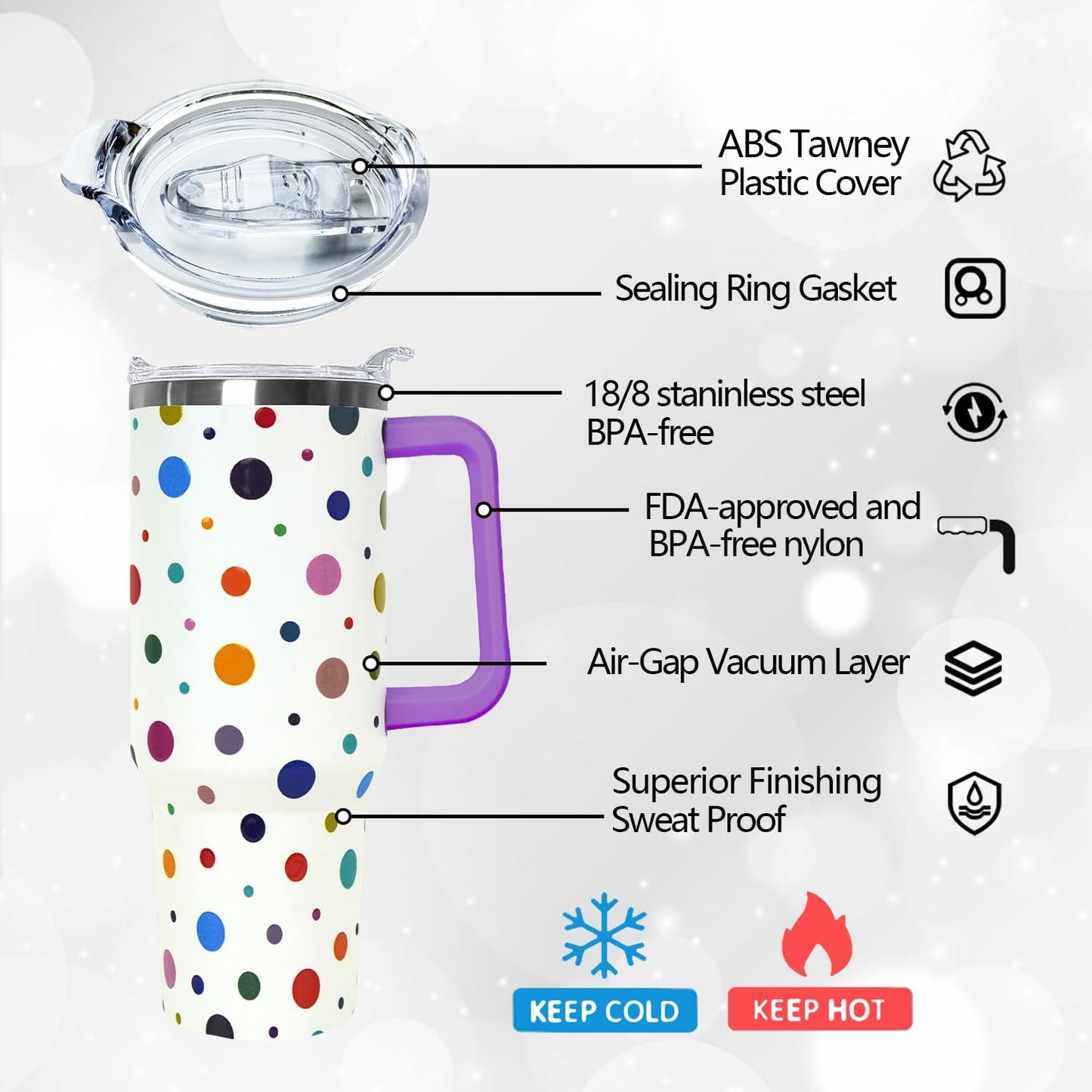 Ceovfoi 40 Oz Leopard & Zebra Print Tumbler With Handle, Lid & Straw - Insulated Travel Coffee Mug Water Bottle, Animal Print Gifts for Women Men