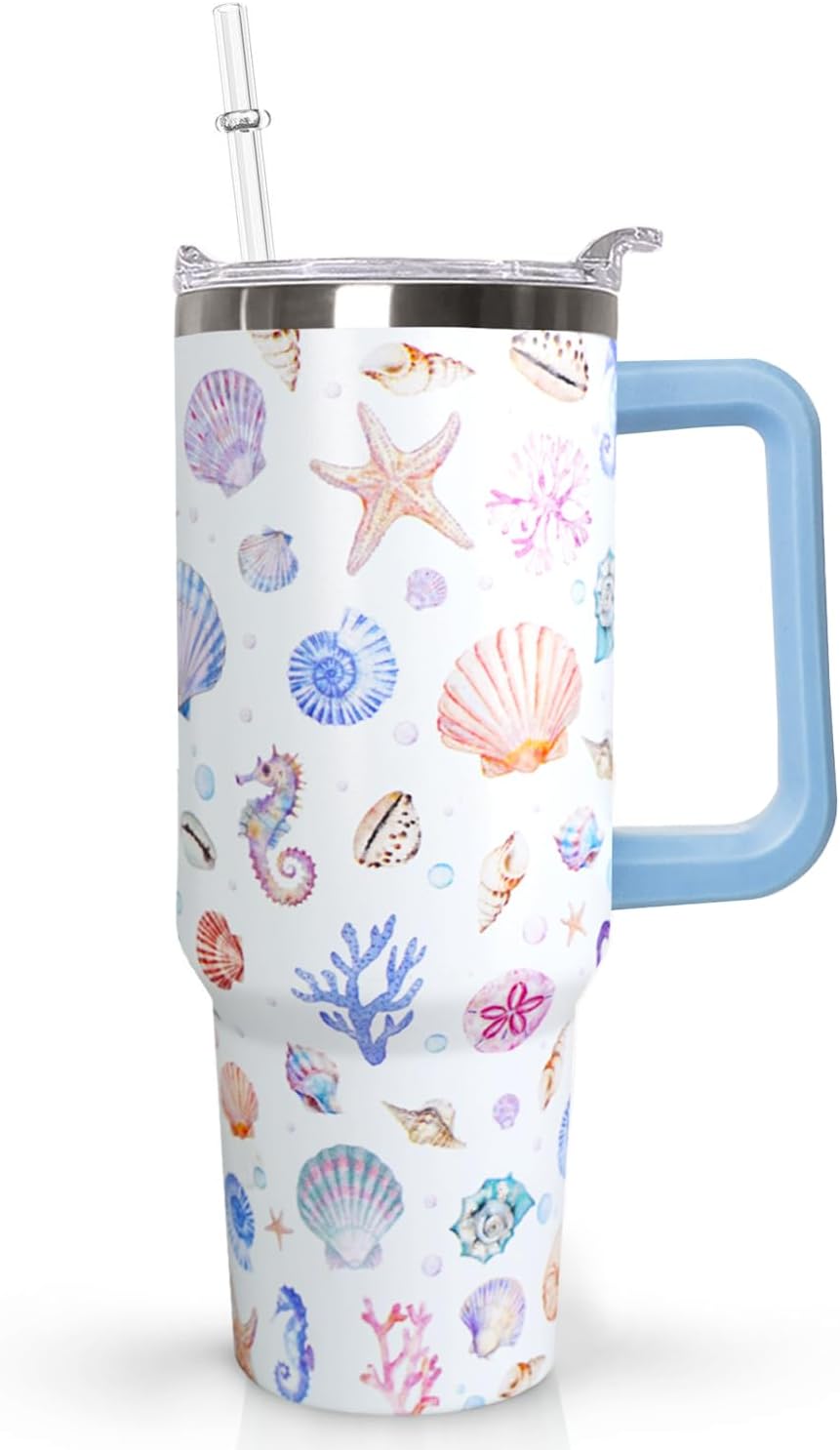 Ceovfoi 40 Oz Leopard & Zebra Print Tumbler With Handle, Lid & Straw - Insulated Travel Coffee Mug Water Bottle, Animal Print Gifts for Women Men
