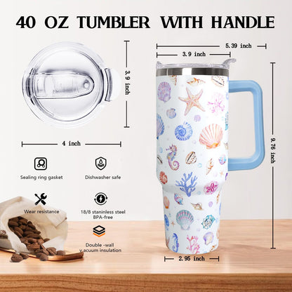 Ceovfoi 40 Oz Leopard & Zebra Print Tumbler With Handle, Lid & Straw - Insulated Travel Coffee Mug Water Bottle, Animal Print Gifts for Women Men